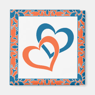 Blue, Orange, Damask, Favour  Magnet