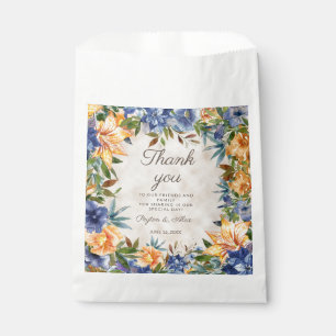Blue Orange Fall Autumn Floral Wedding Favour Bags