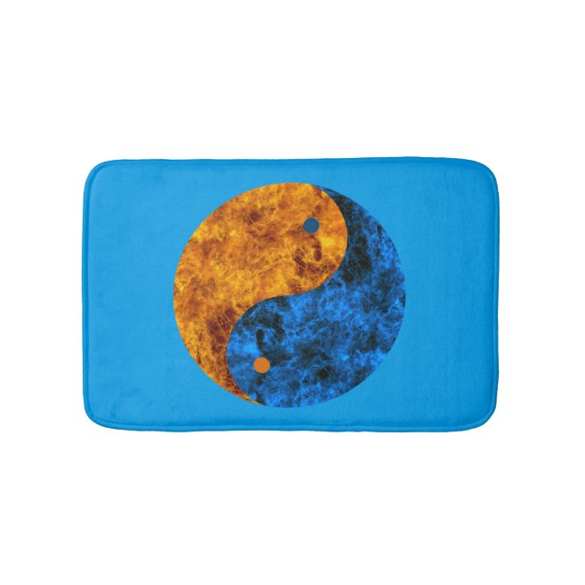 Blue Orange Fire Yin Yang Bath Mat (Front)