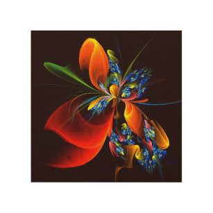 Blue Orange Floral Modern Abstract Art Pattern #03