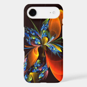 Blue Orange Floral Modern Abstract Art Pattern #03