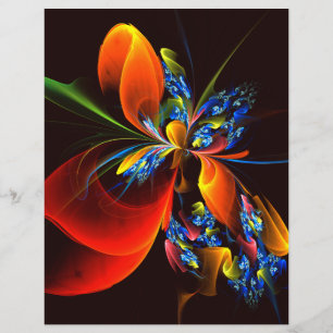Blue Orange Floral Modern Abstract Art Pattern #03