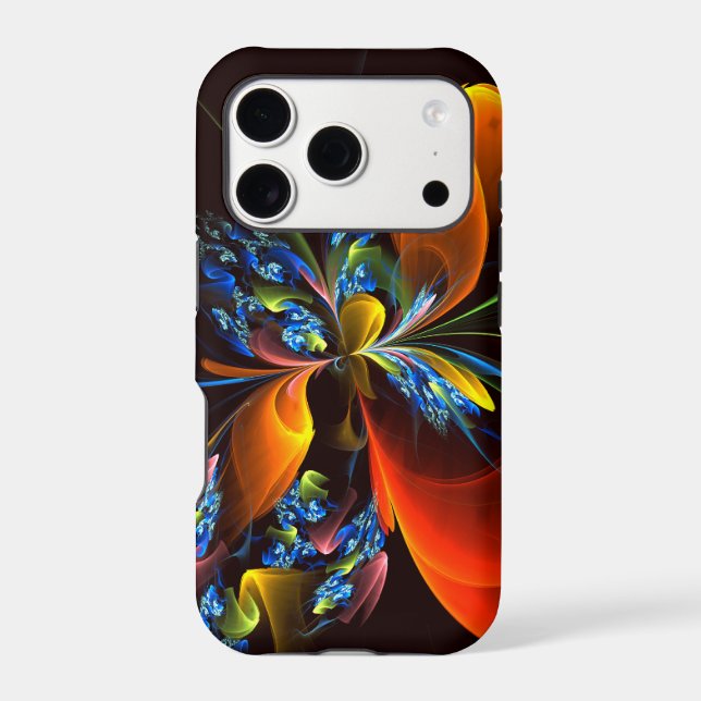 Blue Orange Floral Modern Abstract Art Pattern #03 (Back)