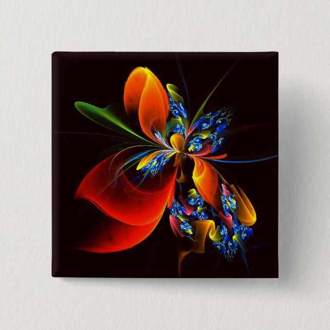 Blue Orange Floral Modern Abstract Art Pattern #03 15 Cm Square Badge (Front)