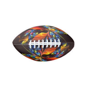 Blue Orange Floral Modern Abstract Art Pattern #03 American Football