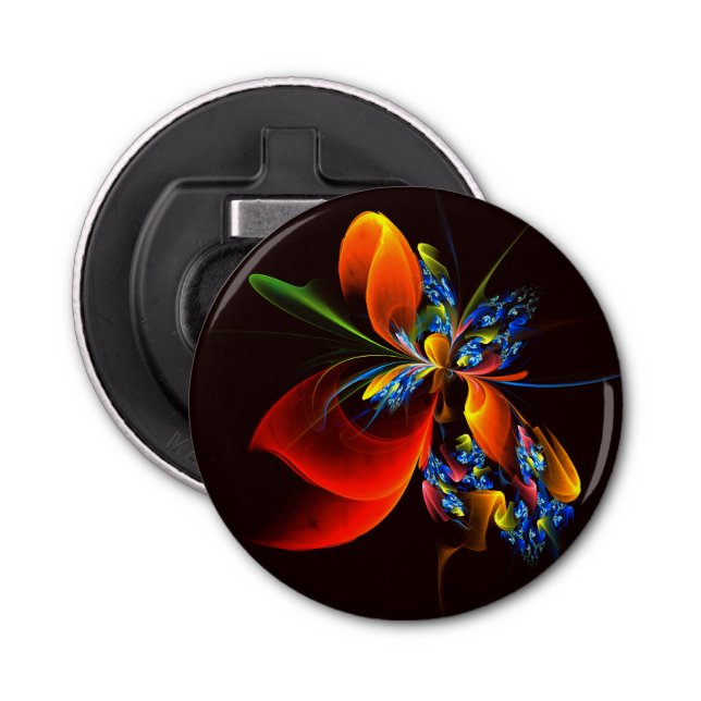 Blue Orange Floral Modern Abstract Art Pattern #03 Bottle Opener (Front)
