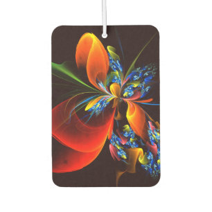 Blue Orange Floral Modern Abstract Art Pattern #03 Car Air Freshener
