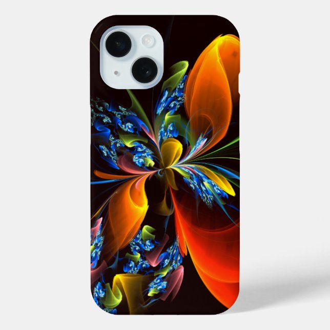 Blue Orange Floral Modern Abstract Art Pattern #03 Case-Mate iPhone Case (Back)