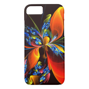 Blue Orange Floral Modern Abstract Art Pattern #03 iPhone 8/7 Case