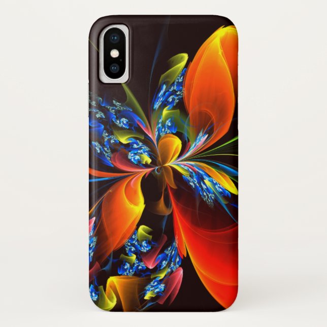 Blue Orange Floral Modern Abstract Art Pattern #03 Case-Mate iPhone Case (Back)