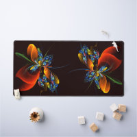 Blue Orange Floral Modern Abstract Art Pattern #03