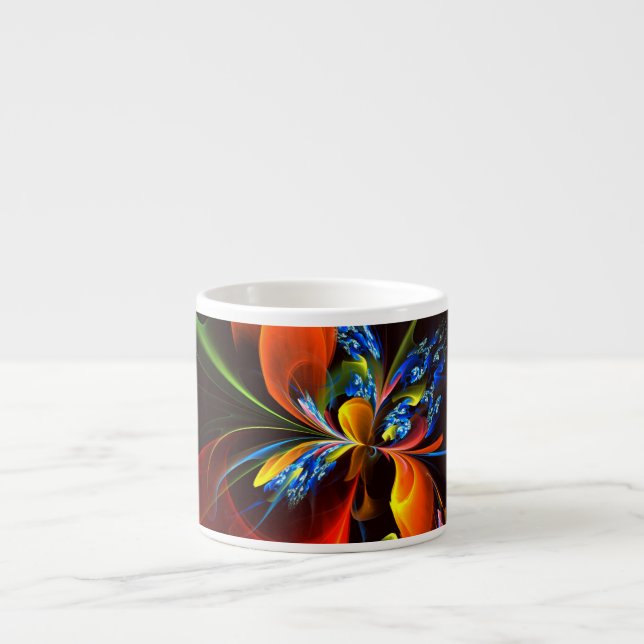 Blue Orange Floral Modern Abstract Art Pattern #03 Espresso Cup (Front)