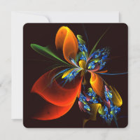 Blue Orange Floral Modern Abstract Art Pattern #03