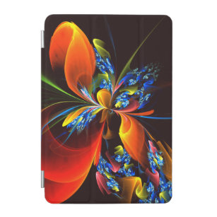Blue Orange Floral Modern Abstract Art Pattern #03 iPad Mini Cover