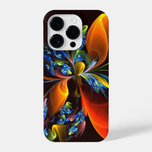 Blue Orange Floral Modern Abstract Art Pattern #03 iPhone 14 Pro Case