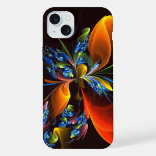 Blue Orange Floral Modern Abstract Art Pattern #03 iPhone 15 Plus Case