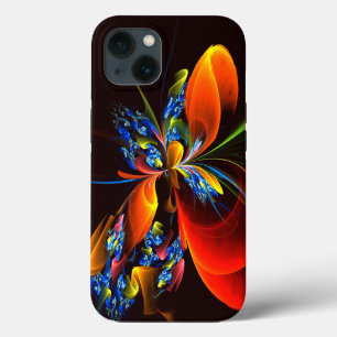 Blue Orange Floral Modern Abstract Art Pattern #03 iPhone 13 Case