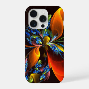 Blue Orange Floral Modern Abstract Art Pattern #03 iPhone 15 Pro Case