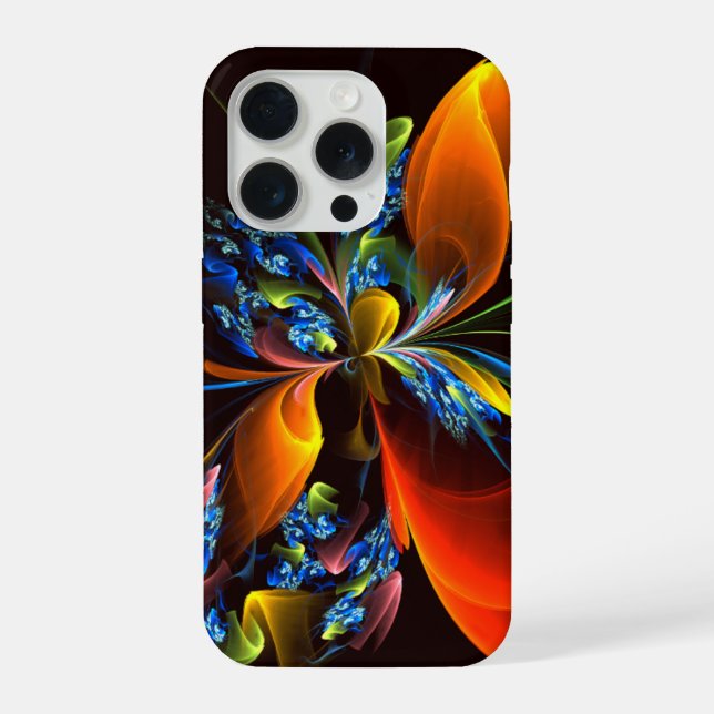 Blue Orange Floral Modern Abstract Art Pattern #03 iPhone Case (Back)