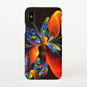 Blue Orange Floral Modern Abstract Art Pattern #03 iPhone XS Case