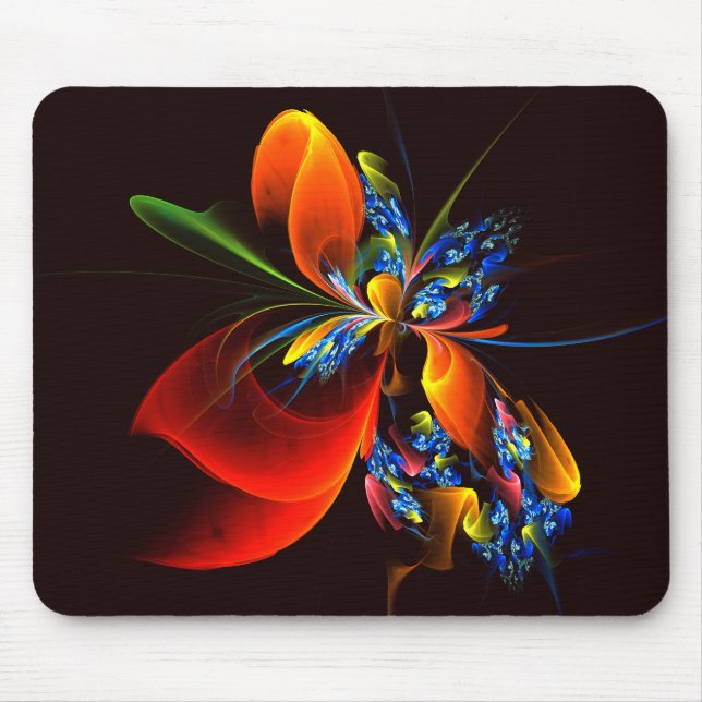 Blue Orange Floral Modern Abstract Art Pattern #03 Mouse Mat (Front)