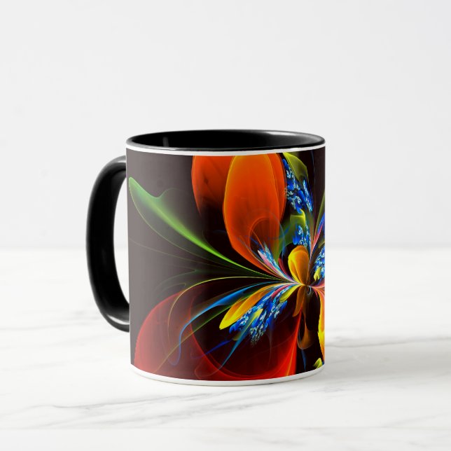 Blue Orange Floral Modern Abstract Art Pattern #03 Mug (Front Left)