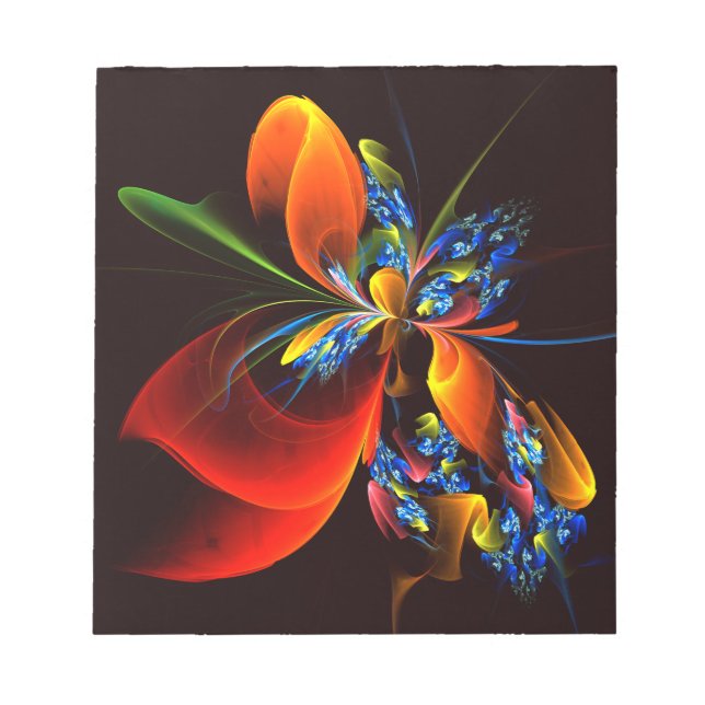 Blue Orange Floral Modern Abstract Art Pattern #03 Notepad (Front)