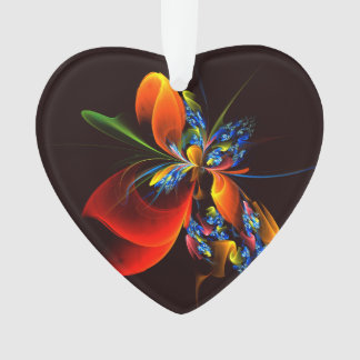 Blue Orange Floral Modern Abstract Art Pattern #03 Ornament