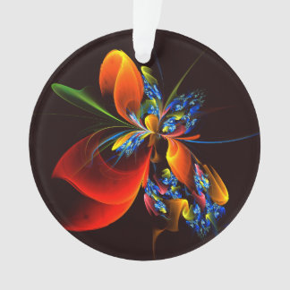 Blue Orange Floral Modern Abstract Art Pattern #03 Ornament