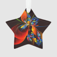 Blue Orange Floral Modern Abstract Art Pattern #03