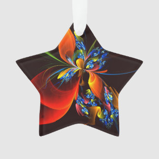 Blue Orange Floral Modern Abstract Art Pattern #03 Ornament