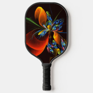 Blue Orange Floral Modern Abstract Art Pattern #03 Pickleball Paddle
