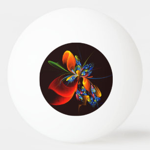 Blue Orange Floral Modern Abstract Art Pattern #03 Ping Pong Ball