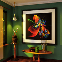 Blue Orange Floral Modern Abstract Art Pattern #03