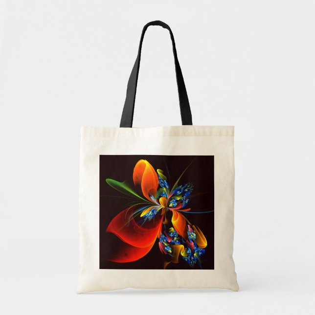 Blue Orange Floral Modern Abstract Art Pattern #03 Tote Bag (Front)