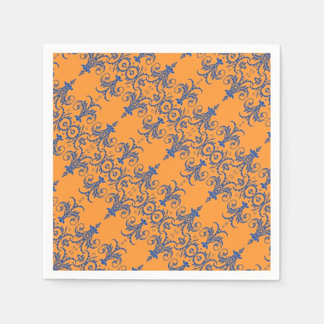 Blue orange french chandelier pattern napkin (Front)