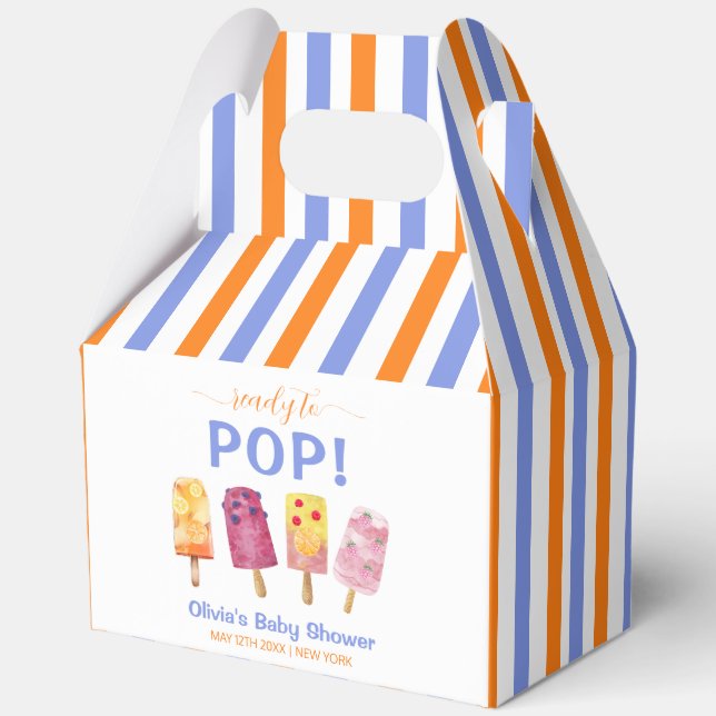 Blue Orange Fruit Ice Cream Popcicle Baby Shower  Favour Box (Front)