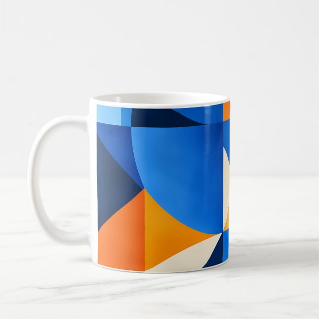 Blue Orange Geometric Abstract Coffee Mug (Left)