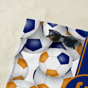 Blue orange girls boys soccer team colours beach towel