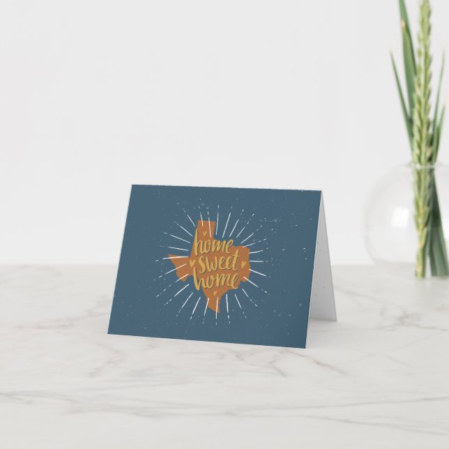 Blue Orange Gold Home Sweet Home - Texas Note Card (Front)