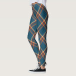 Blue Orange Gold Madras Plaid Leggings<br><div class="desc">These leggings feature an eye catching large madras plaid pattern in tones of deep cerulean blue,  orange red,  and gold. The pattern is placed diagonally across the surface to give it more zing! *Image design credit to ThingsByLary.</div>