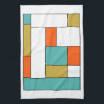 Blue Orange Gold Retro Colour Blocks Tea Towel<br><div class="desc">This fabulous mid-century modern kitchen towel features rectangular colour blocks in aqua blue,  gold,  orange,  white,  and black. Add a pop of fun to your kitchen!</div>