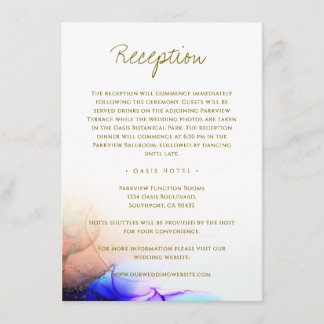 Blue Orange Gold Wedding Enclosure Card