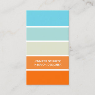 Blue Orange Green Colour Block Interior Designer Business Card