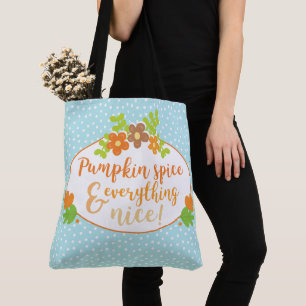 BLUE ORANGE GREEN FALL TURKEYS & FLOWERS TOTE BAG