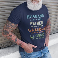 Blue Orange Green Husband Father Grandpa Legend