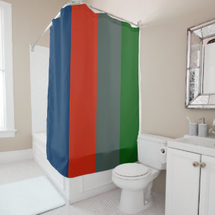 Blue Orange Green Stripes Colour Block Pattern Shower Curtain