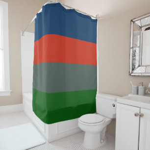 Blue Orange Green Stripes Colour Block Pattern  Shower Curtain