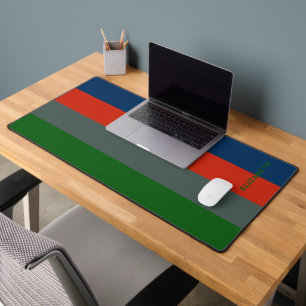 Blue Orange Green Stripes Pattern Personalised Desk Mat