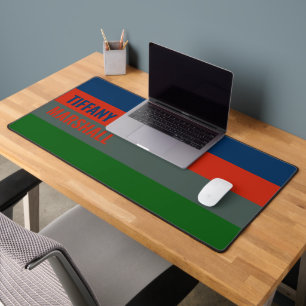Blue Orange Green Stripes Pattern Personalised Desk Mat